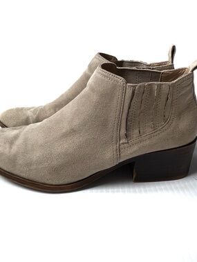BC born in California stand up straight Women's faux Suede Ankle Boots in Taupe